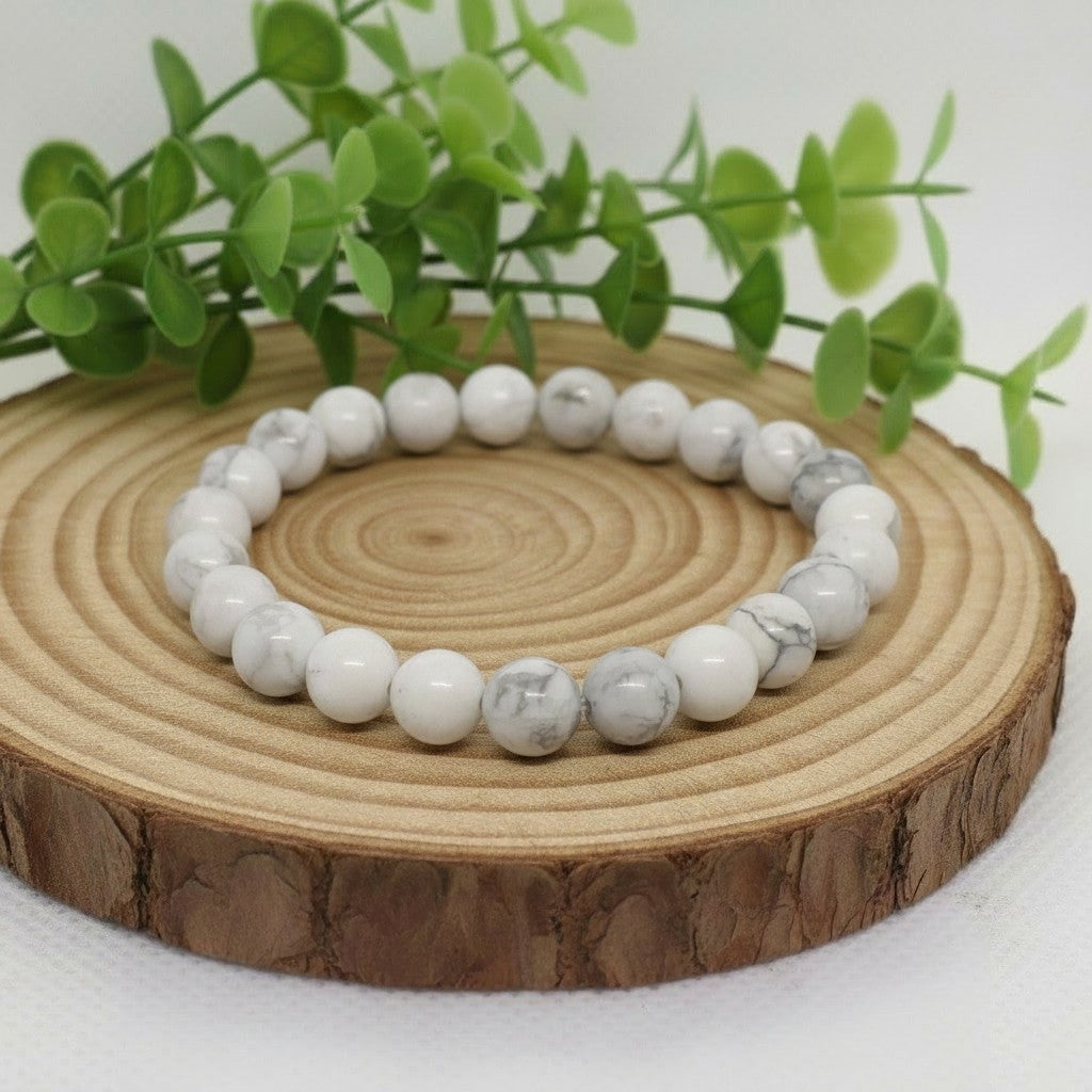 Bracelet en Howlite Blanche Naturelle (Grade A) — Paix Mentale, Clarté & Lâcher-prise