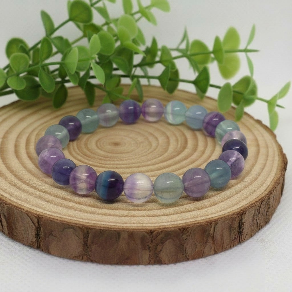 Bracelet en Fluorine Multicolore Naturelle (Grade AA+) — Structure Mentale, Créativité & Harmonie