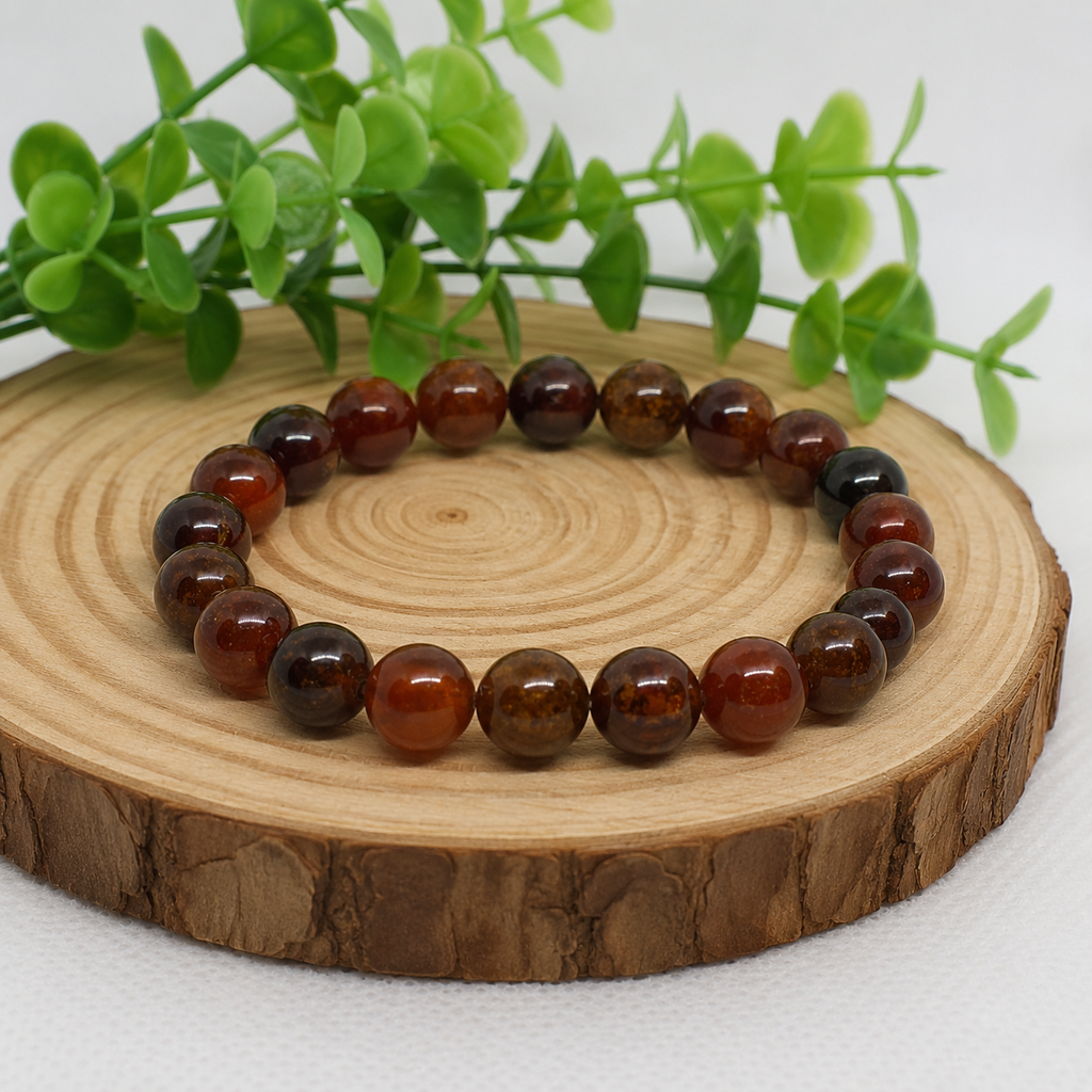 Bracelet en Grenat Brun Hessonite Naturel (Grade AA) — Ancrage, Créativité & Force Intérieure