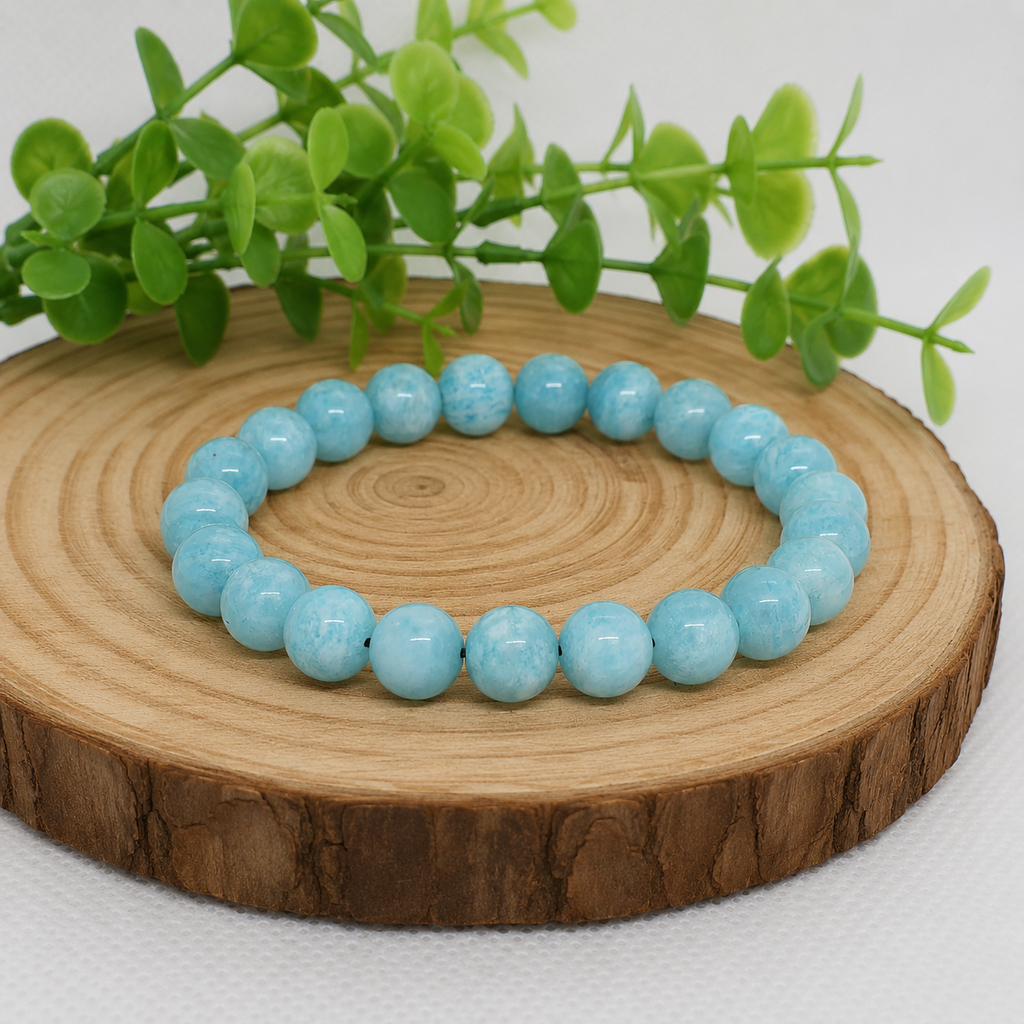 Bracelet en Amazonite Naturelle (Grade AA) — Joie de Vivre, Expression & Harmonie du Cœur