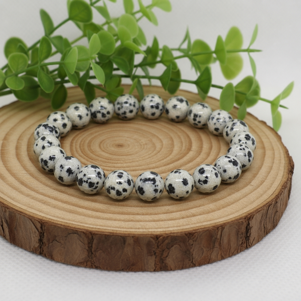 Bracelet en Jaspe Dalmatien Naturel (Grade A) — Joie de Vivre, Équilibre & Protection