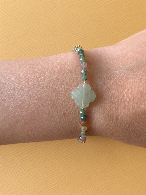Bracelet Agate Indienne & Aventurine verte