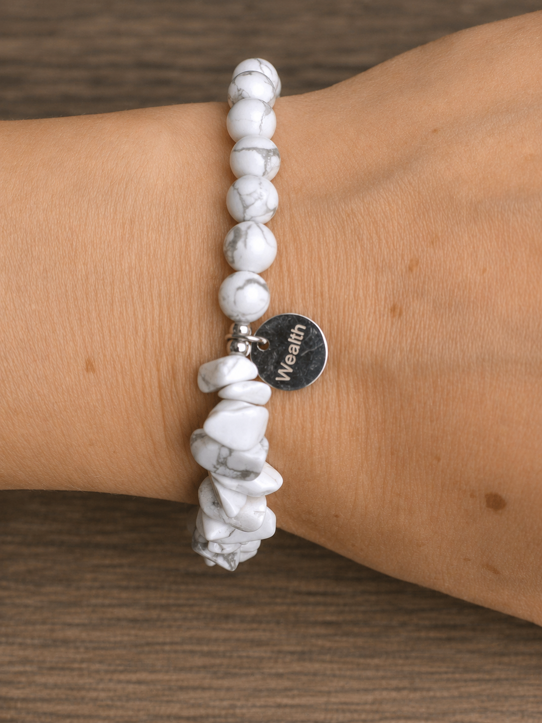 Paroles d’Howlite – Bracelet en Howlite Blanche & Charme