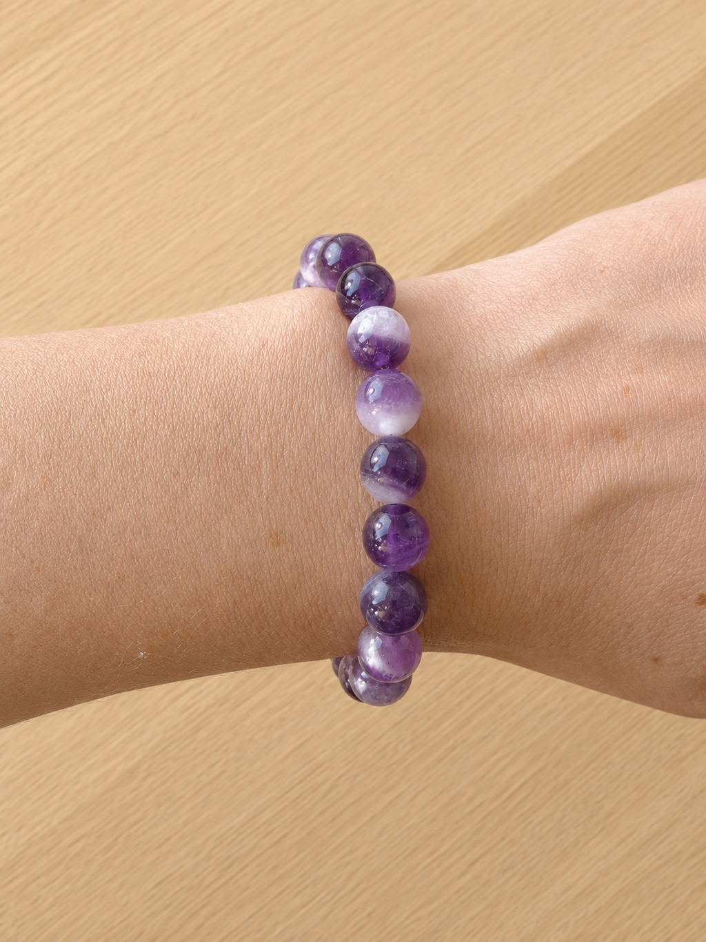 Bracelet en Améthyste Rubanée Naturelle (Grade AA) — Sérénité Profonde, Intuition & Alignement