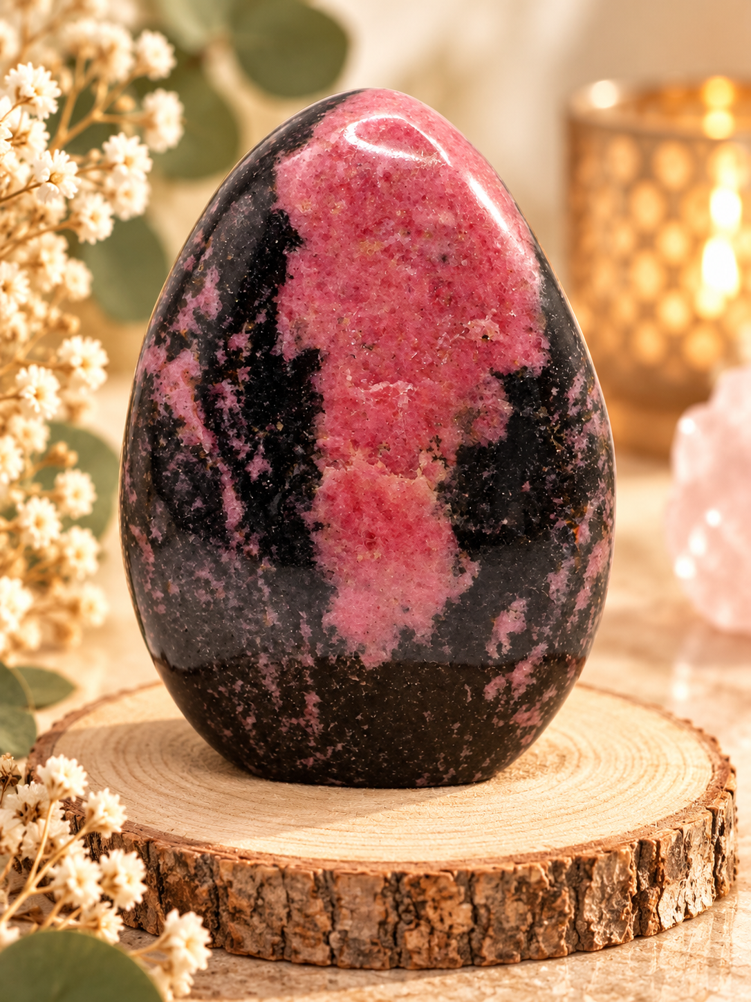 Rhodonite Naturelle de Madagascar – Pierre Polie 300 à 500 g