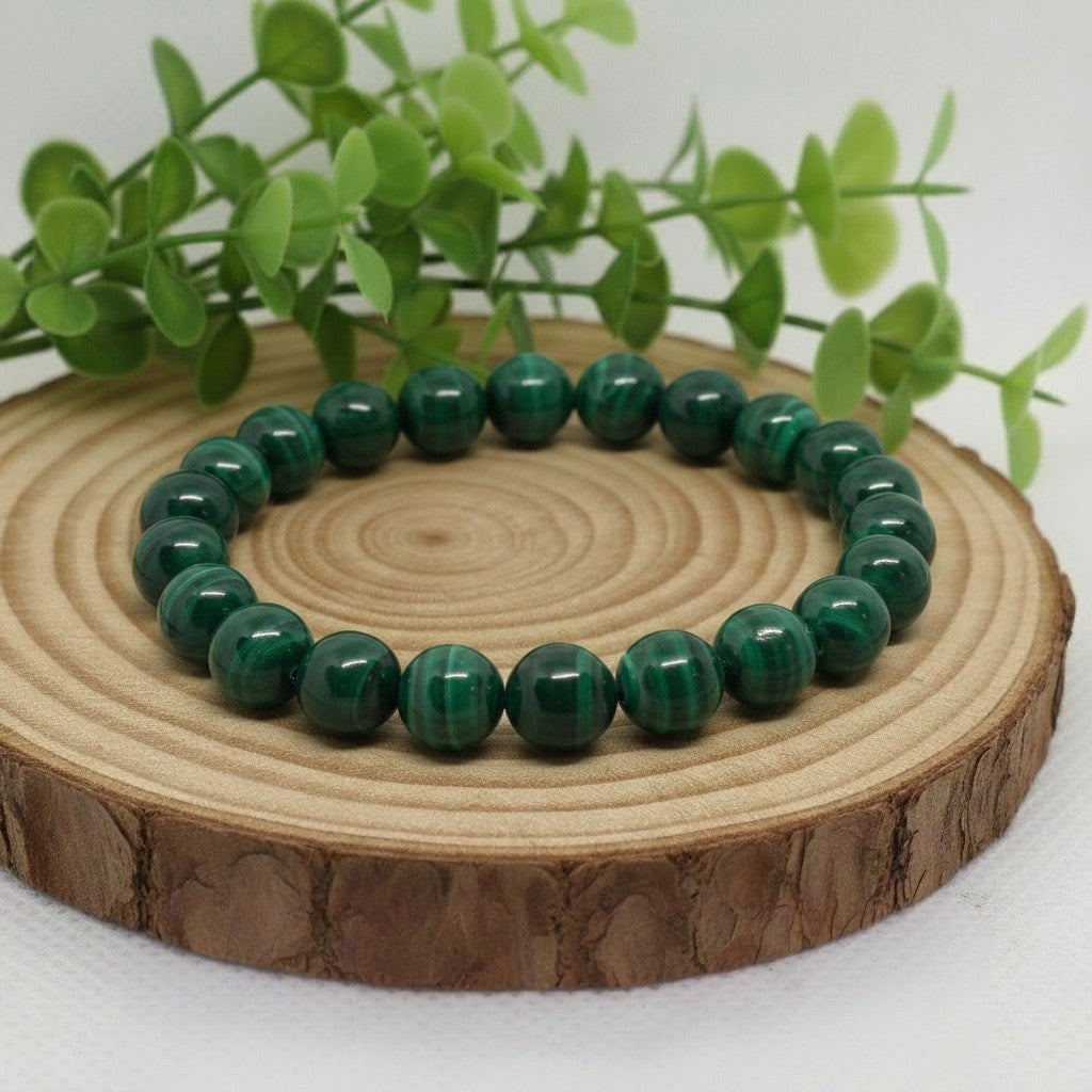Bracelet en Malachite (Grade AA) 8mm - Transformation, Protection & Équilibre
