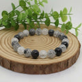 Bracelet en Cristal de Roche Tourmaline Naturel (Grade A) — Protection, Clarté & Équilibre du Yin et du Yang