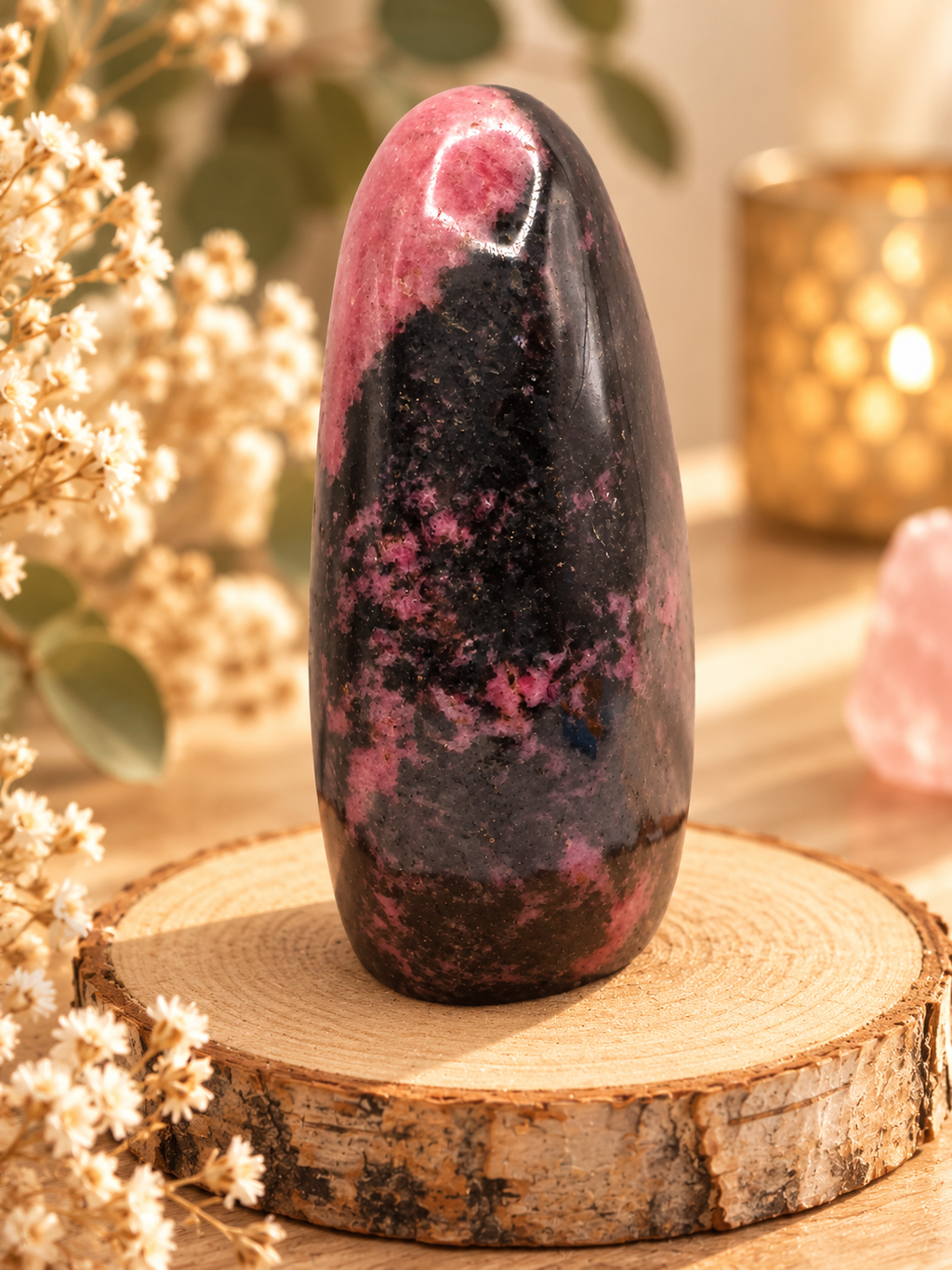 Rhodonite Naturelle de Madagascar – Pierre Polie 300 à 500 g