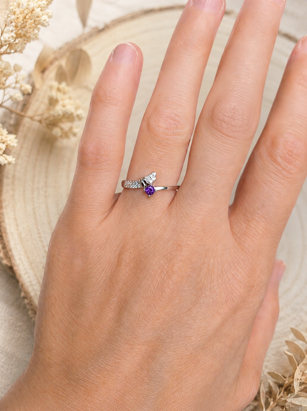 Bague Améthyste en Argent 925 Rhodié – Grade AAA