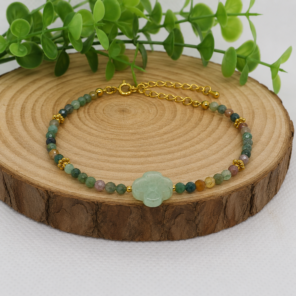 Bracelet Agate Indienne & Aventurine verte