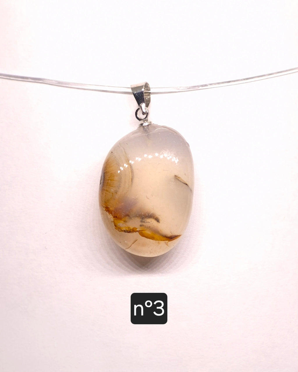 Pendentif Pierre Roulée en Agate Laiteuse du Brésil – Grade A