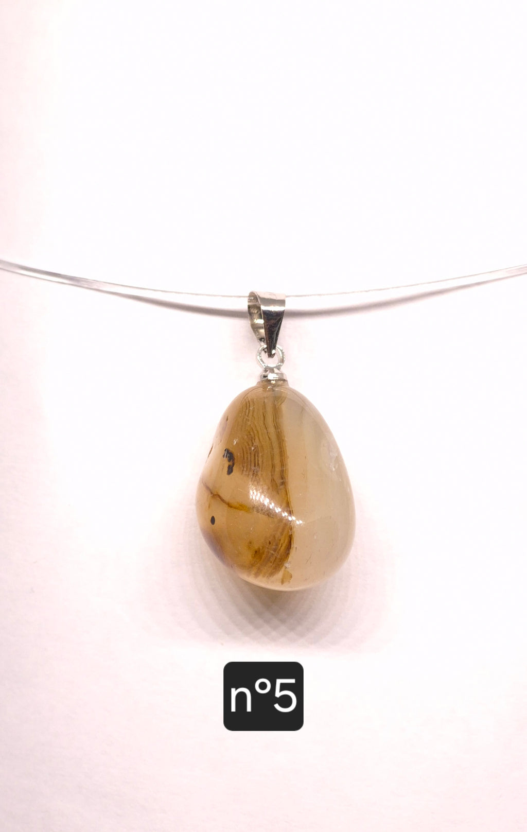 Pendentif Pierre Roulée en Agate Laiteuse du Brésil – Grade A