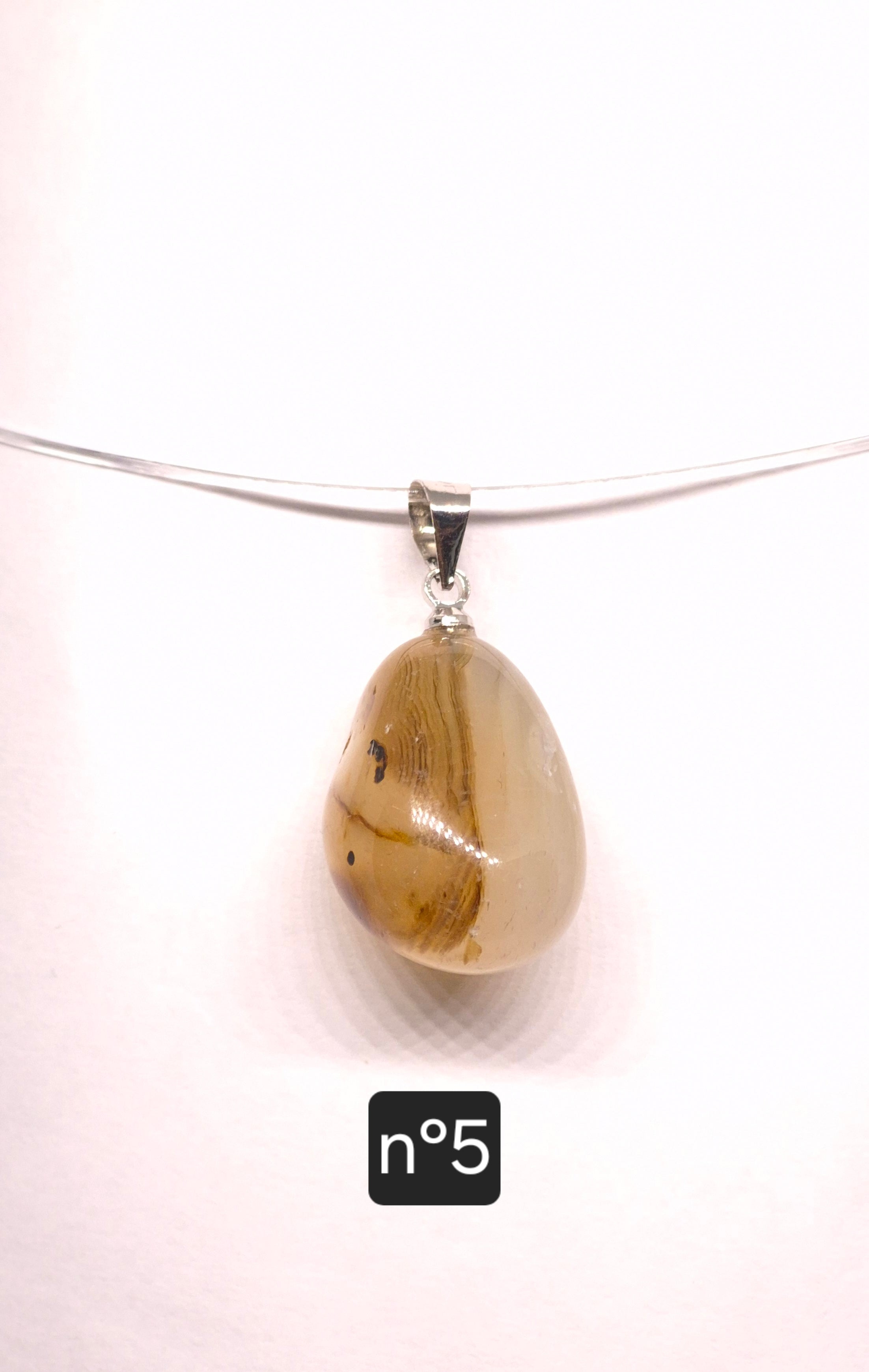 Pendentif Pierre Roulée en Agate Laiteuse du Brésil – Grade A
