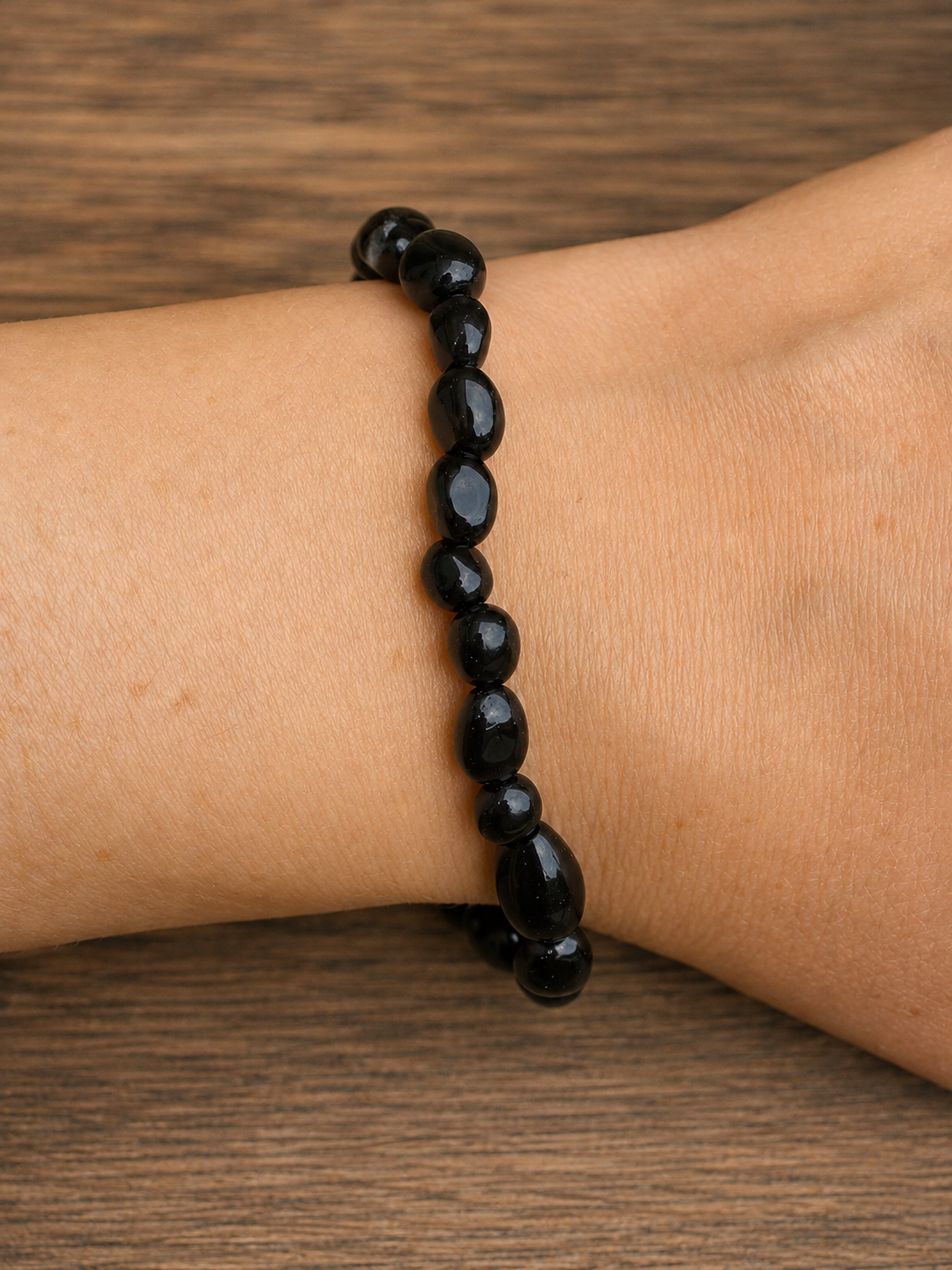 Bracelet en Obsidienne Noire Naturelle – Perles Polies