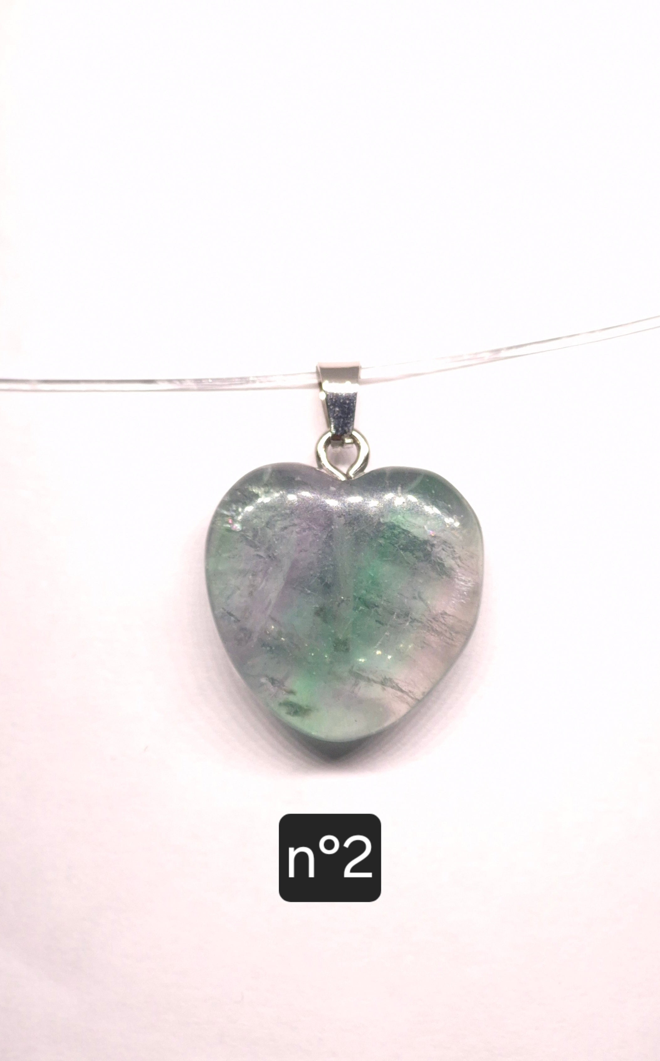 Pendentif Cœur en Fluorine Multicolore de Chine – 20 mm – Grade A