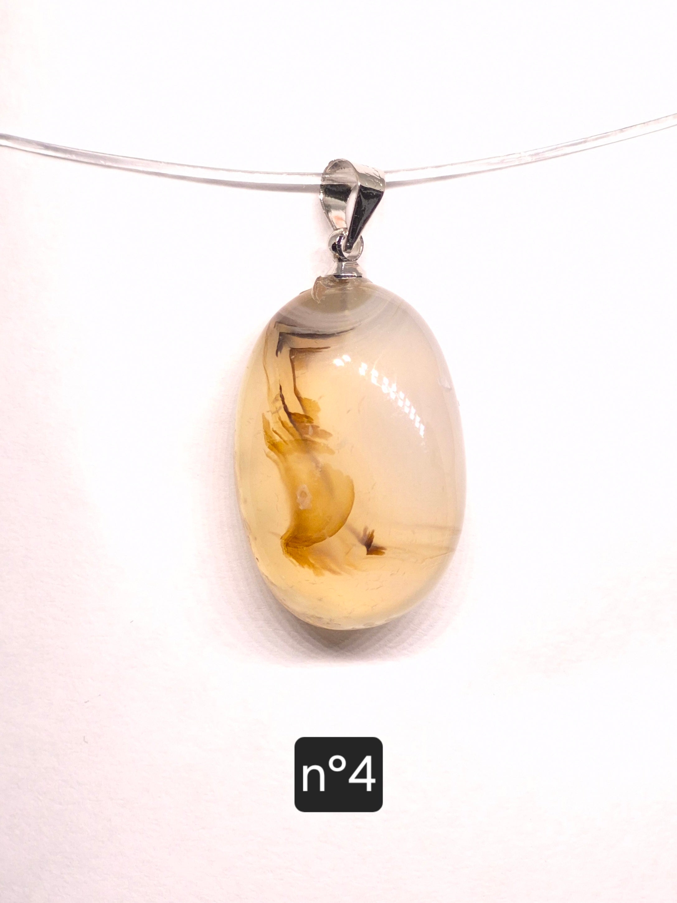 Pendentif Pierre Roulée en Agate Laiteuse du Brésil – Grade A