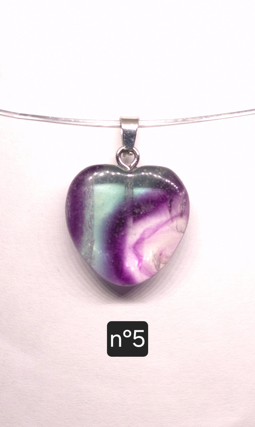 Pendentif Cœur en Fluorine Multicolore de Chine – 20 mm – Grade A