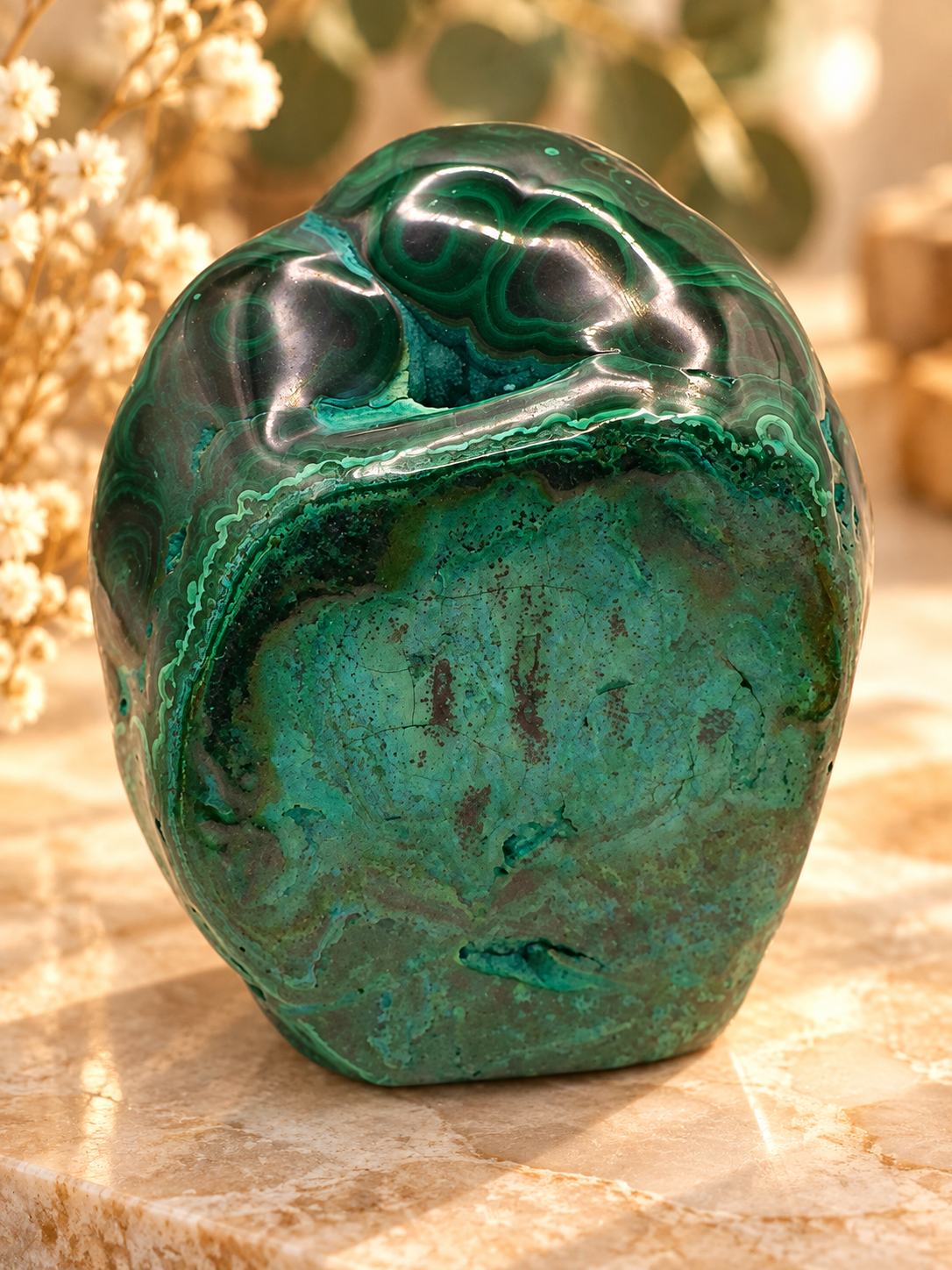 Malachite Chrysocolle AA+ du Congo – Pièce Minérale 850 g