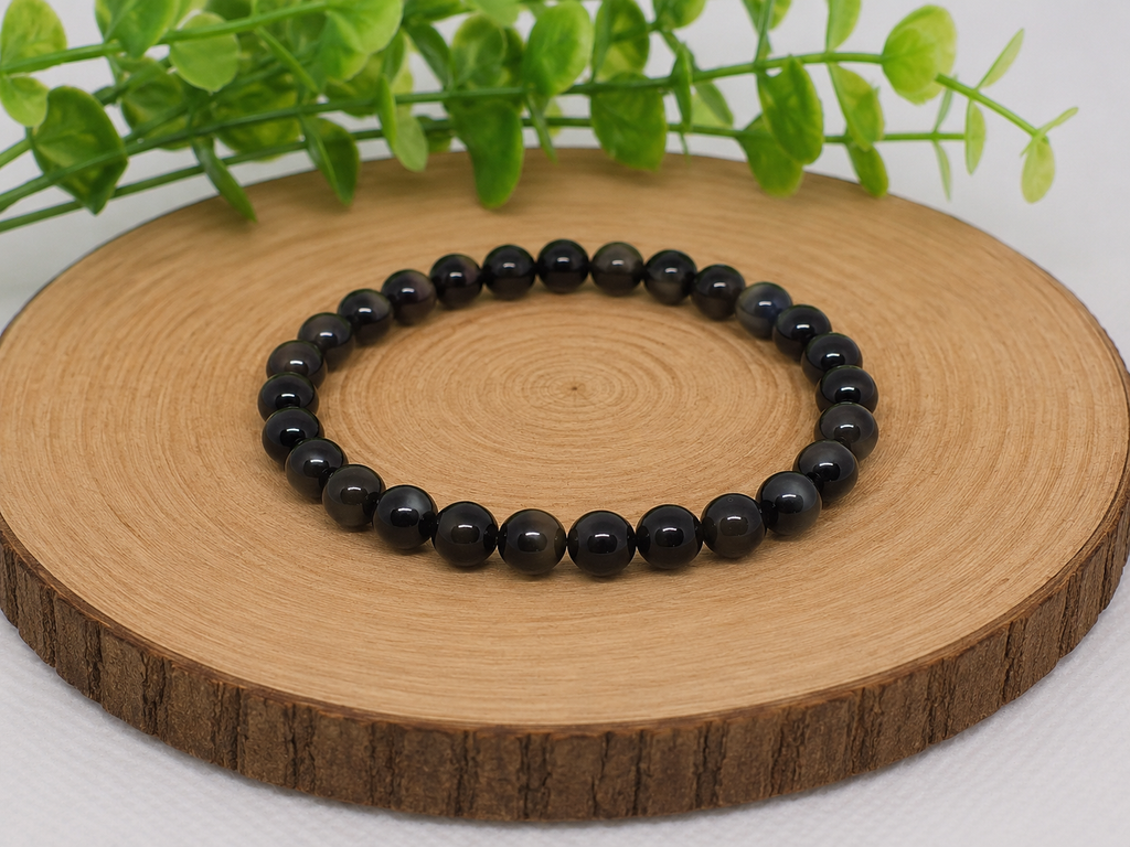 Bracelet en Obsidienne Œil Céleste 6 mm – Grade AA – Mexique