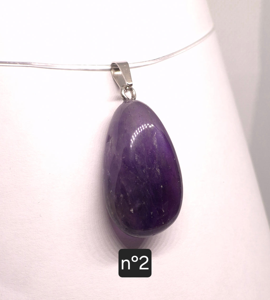 Pendentif Pierre Roulée en Améthyste du Brésil – Grade A